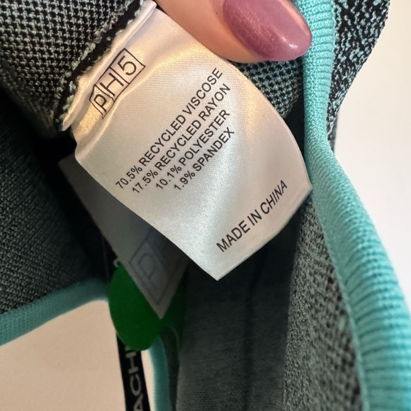 NWT PH5 Camellia Denim Print Tank Top Knit Corset Asymmetrical Blue Black Medium - Picture 11 of 12